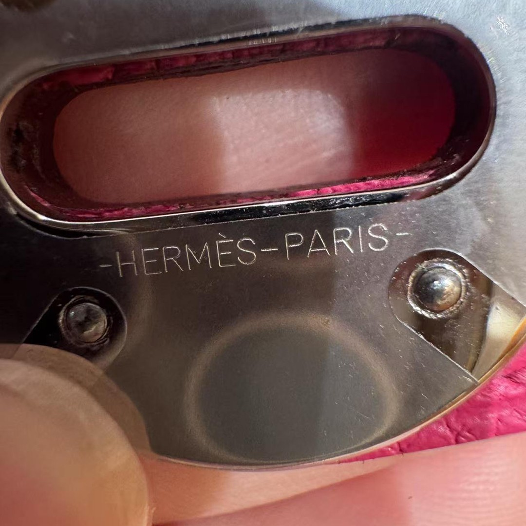 Hermes Lindy 26 CM Bag Handmade In Taurillon Clemence Leather Sliver Hardware 5J Fuchia - Image 16
