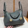 Hermes Lindy 26 CM Bag Handmade In Taurillon Clemence Leather Gold Hardware 63 Vert Amanda