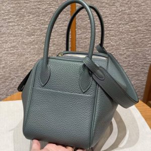 Hermes Lindy 26 CM Bag Handmade In Taurillon Clemence Leather Gold Hardware 63 Vert Amanda - Image 21