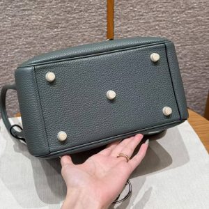 Hermes Lindy 26 CM Bag Handmade In Taurillon Clemence Leather Gold Hardware 63 Vert Amanda - Image 20