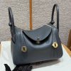 Hermes Lindy 26 CM Bag Handmade In Swift And Matte Alligator Crocodile Leather Gold Hardware 88 Graphite