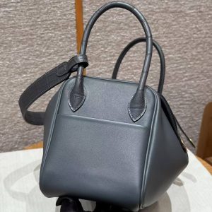 Hermes Lindy 26 CM Bag Handmade In Swift And Matte Alligator Crocodile Leather Gold Hardware 88 Graphite - Image 15