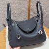 Hermes Lindy 26 CM Bag Handmade In Taurillon Clemence Leather Silver Hardware 88 Graphite