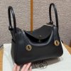 Hermes Lindy 26 CM Bag Handmade In Swift And Matte Alligator Crocodile Leather Gold Hardware 89 Noir