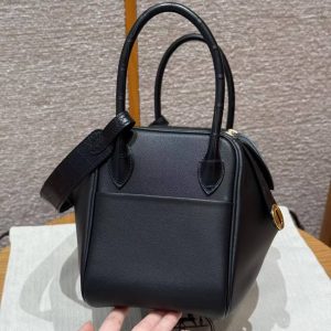 Hermes Lindy 26 CM Bag Handmade In Swift And Matte Alligator Crocodile Leather Gold Hardware 89 Noir - Image 19