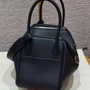 Hermes Lindy 26 CM Bag Handmade In Taurillon Clemence Leather Silver Hardware 89 Noir - Image 20