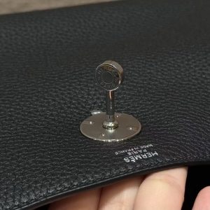 Hermes Lindy 26 CM Bag Handmade In Taurillon Clemence Leather Silver Hardware 89 Noir - Image 15