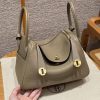 Hermes Lindy 26 CM Bag Handmade In Taurillon Clemence Leather Gold Hardware 8Q Beige Marfa