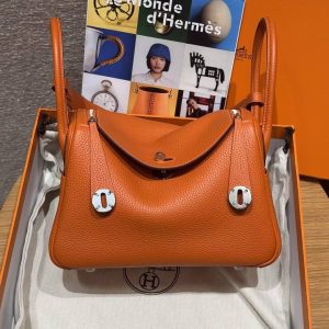 Hermes Lindy 26 CM Bag Handmade In Taurillon Clemence Leather Silver Hardware 9J Feu - Image 2