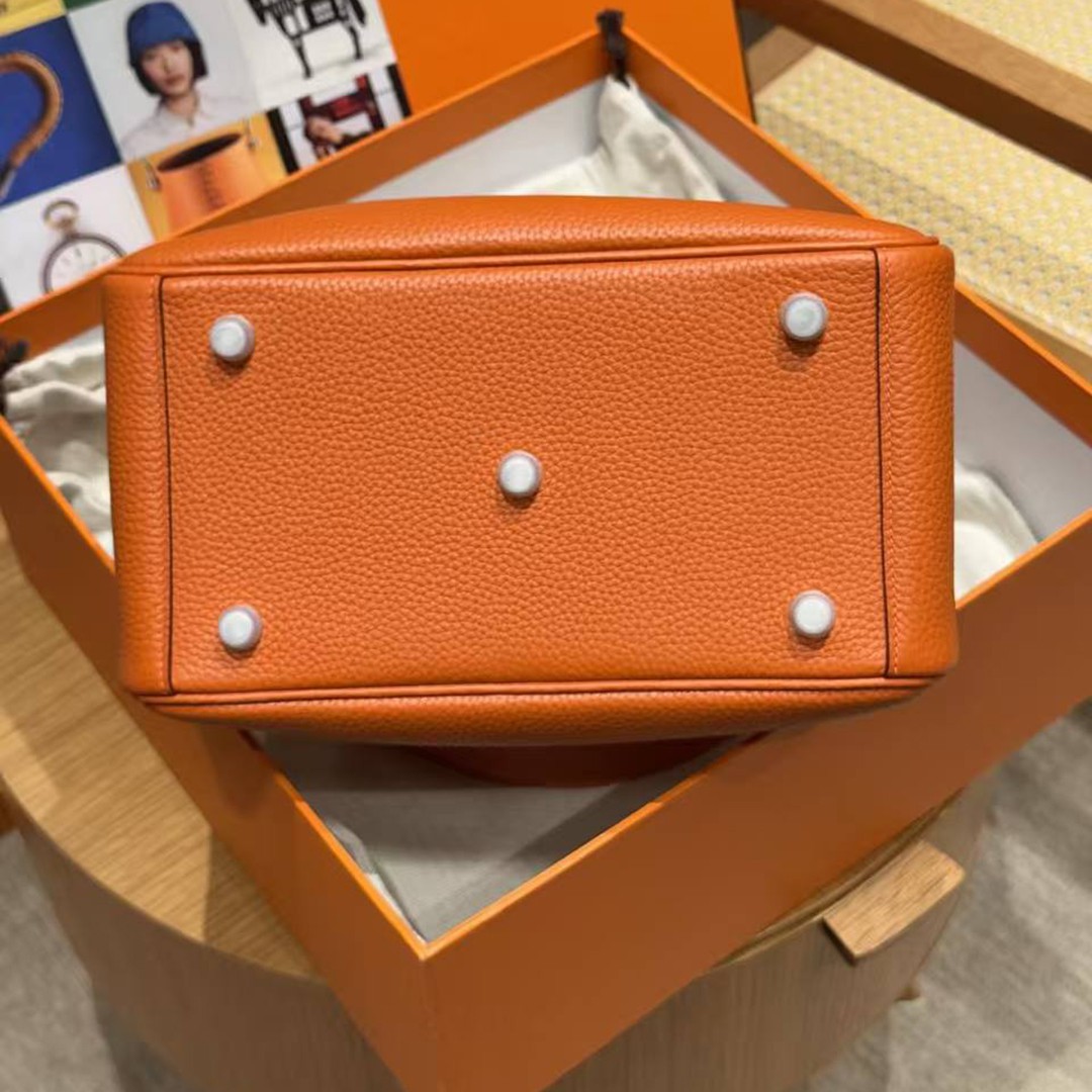 Hermes Lindy 26 CM Bag Handmade In Taurillon Clemence Leather Silver Hardware 9J Feu - Image 17