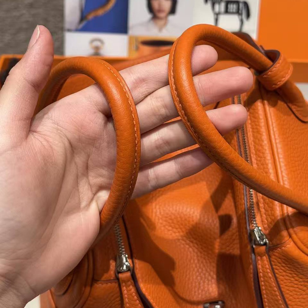 Hermes Lindy 26 CM Bag Handmade In Taurillon Clemence Leather Silver Hardware 9J Feu - Image 13