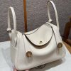 Hermes Lindy 26 CM Bag Handmade In Taurillon Clemence Leather Gold Hardware I2 Nata