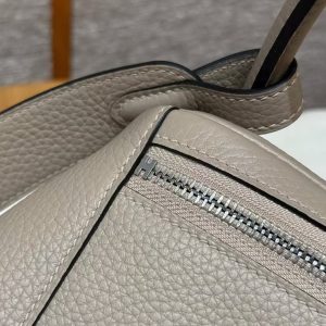 Hermes Lindy 26 CM Bag Handmade In Taurillon Clemence Leather Silver Hardware M8 Gris Asphalte - Image 6