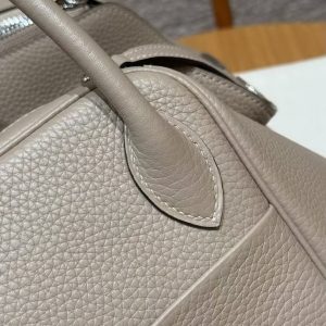 Hermes Lindy 26 CM Bag Handmade In Taurillon Clemence Leather Silver Hardware M8 Gris Asphalte - Image 5