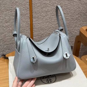 Hermes Lindy 26 CM Bag Handmade In Taurillon Clemence Leather Silver Hardware P0 Girs Pantin