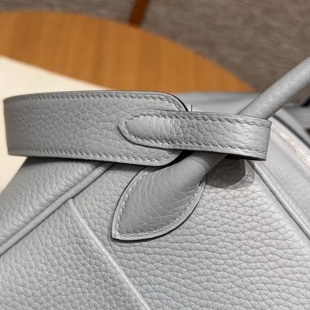 Hermes Lindy 26 CM Bag Handmade In Taurillon Clemence Leather Silver Hardware P0 Girs Pantin - Image 5