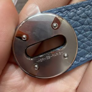 Hermes Lindy 26 CM Bag Handmade In Taurillon Clemence Leather Silver Hardware R2 Blue Agate - Image 13