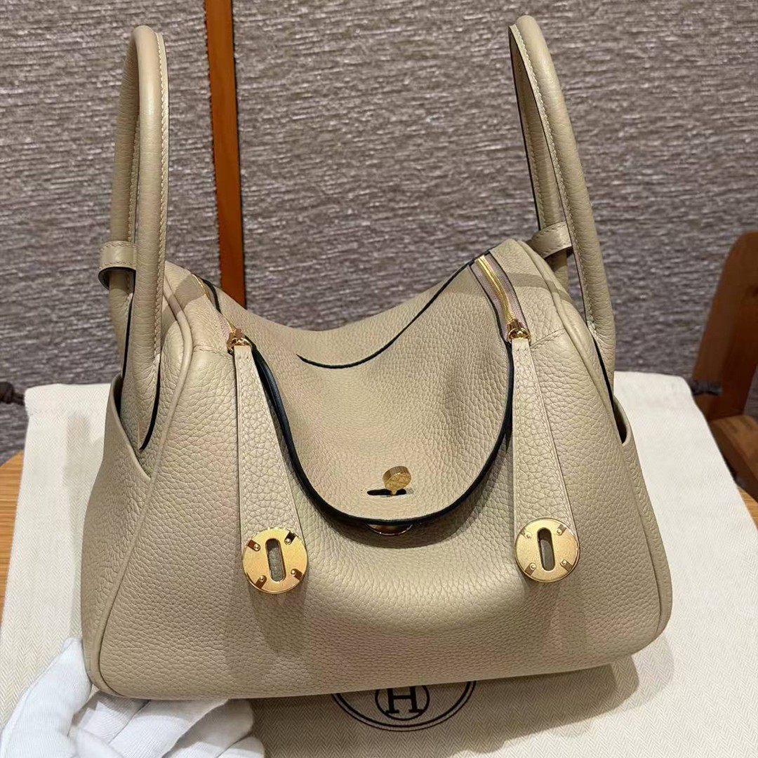 Hermes Lindy 26 CM Bag Handmade In Taurillon Clemence Leather Gold Hardware S2 Trench