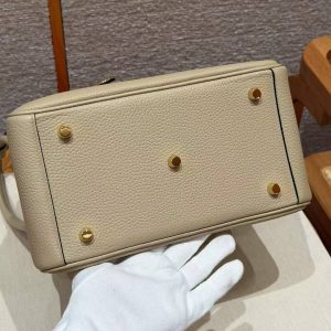 Hermes Lindy 26 CM Bag Handmade In Taurillon Clemence Leather Gold Hardware S2 Trench - Image 17