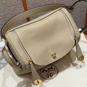 Hermes Lindy 26 CM Bag Handmade In Taurillon Clemence Leather Gold Hardware S2 Trench - Image 12