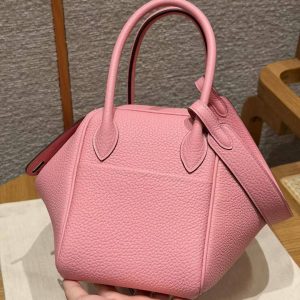 Hermes Lindy 26 CM Bag Handmade In Taurillon Clemence Leather Gold Hardware U5 Rose Lipstick - Image 20