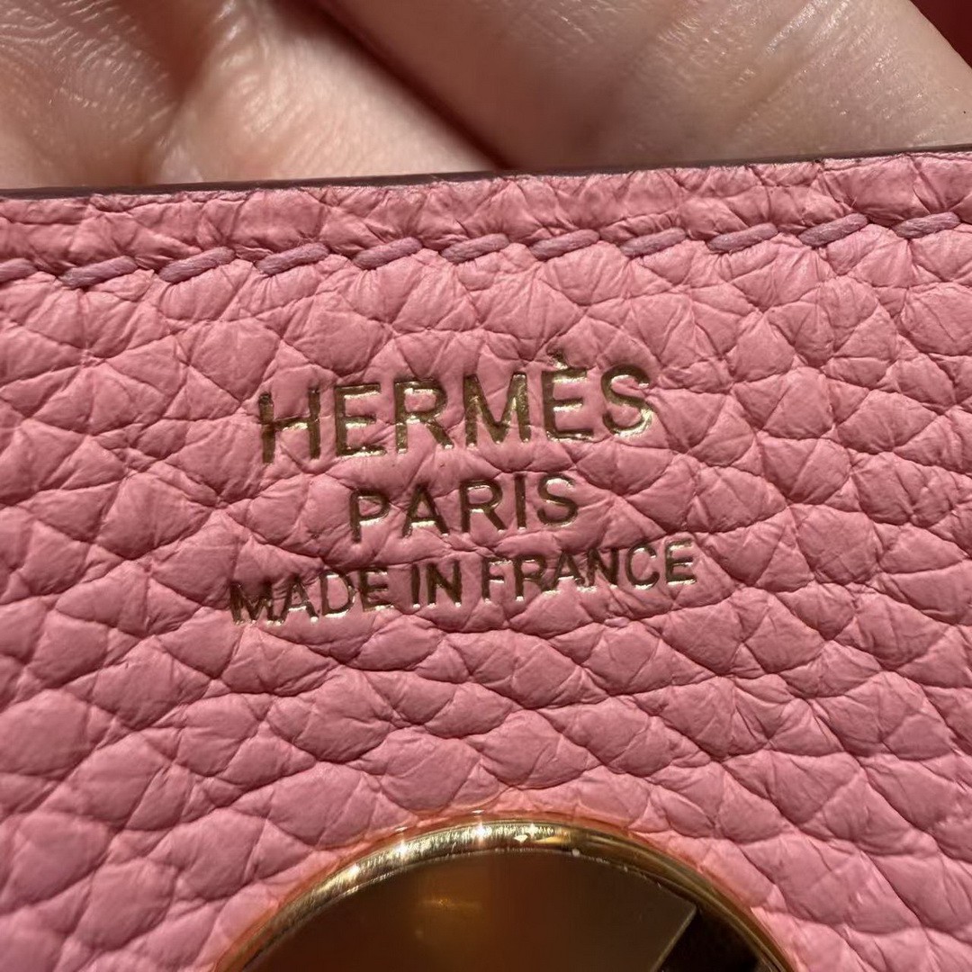 Hermes Lindy 26 CM Bag Handmade In Taurillon Clemence Leather Gold Hardware U5 Rose Lipstick - Image 17
