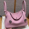 Hermes Lindy 26 CM Bag Handmade In Taurillon Clemence Leather Silver Hardware X9 Mauve