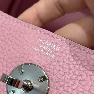 Hermes Lindy 26 CM Bag Handmade In Taurillon Clemence Leather Silver Hardware X9 Mauve - Image 17