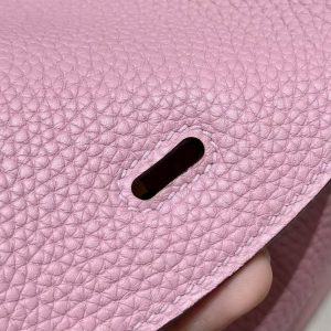 Hermes Lindy 26 CM Bag Handmade In Taurillon Clemence Leather Silver Hardware X9 Mauve - Image 11