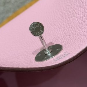 Hermes Lindy 26 CM Bag Handmade In Taurillon Clemence Leather Silver Hardware X9 Mauve - Image 10