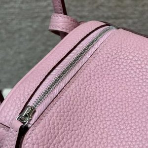 Hermes Lindy 26 CM Bag Handmade In Taurillon Clemence Leather Silver Hardware X9 Mauve - Image 5
