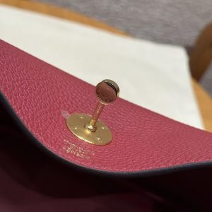 Hermes Lindy 26 CM Bag Handmade In Taurillon Clemence Leather Gold Hardware k1 Rouge Grenat - Image 18