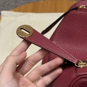Hermes Lindy 26 CM Bag Handmade In Taurillon Clemence Leather Gold Hardware k1 Rouge Grenat - Image 6