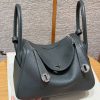 Hermes Lindy 26 CM Bag Handmade In Taurillon Clemence Leather Silver Hardware q0 Vert Mangrove