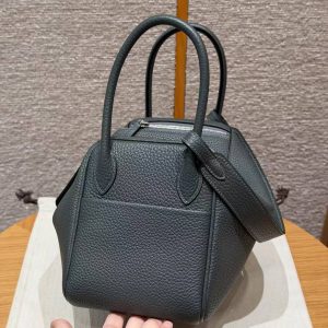 Hermes Lindy 26 CM Bag Handmade In Taurillon Clemence Leather Silver Hardware q0 Vert Mangrove - Image 19