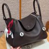 Hermes Lindy 30 CM Bag Handmade In Taurillon Clemence Leather Silver Hardware 3S Macassar