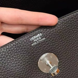 Hermes Lindy 30 CM Bag Handmade In Taurillon Clemence Leather Silver Hardware 3S Macassar - Image 14