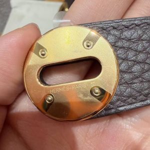 Hermes Lindy 30 CM Bag Handmade In Taurillon Clemence Leather Gold Hardware 47 Chocolate - Image 13