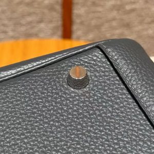 Hermes Lindy 30 CM Bag Handmade In Taurillon Clemence Leather Sliver Hardware 85 Ardoise - Image 10