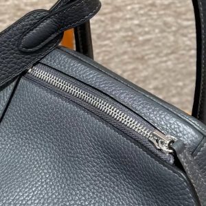 Hermes Lindy 30 CM Bag Handmade In Taurillon Clemence Leather Sliver Hardware 85 Ardoise - Image 8