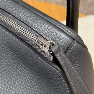 Hermes Lindy 30 CM Bag Handmade In Taurillon Clemence Leather Sliver Hardware 85 Ardoise - Image 7