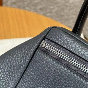 Hermes Lindy 30 CM Bag Handmade In Taurillon Clemence Leather Sliver Hardware 85 Ardoise - Image 6
