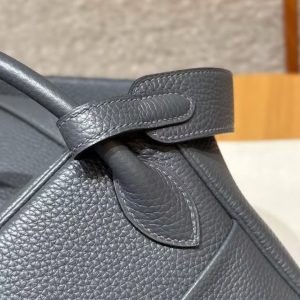 Hermes Lindy 30 CM Bag Handmade In Taurillon Clemence Leather Sliver Hardware 85 Ardoise - Image 5