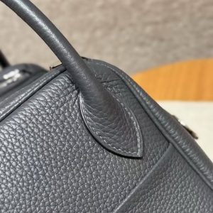 Hermes Lindy 30 CM Bag Handmade In Taurillon Clemence Leather Sliver Hardware 85 Ardoise - Image 4