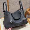 Hermes Lindy 30 CM Bag Handmade In Clemence Calfskin Leather Silver Hardware 88 Graphite