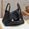 Hermes Lindy 30 CM Bag Handmade In Taurillon Clemence Leather Gold Hardware 89 Noir