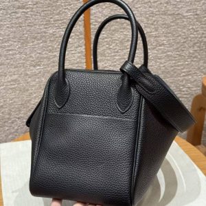 Hermes Lindy 30 CM Bag Handmade In Taurillon Clemence Leather Sliver Hardware 89 Noir - Image 18
