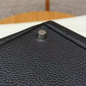 Hermes Lindy 30 CM Bag Handmade In Taurillon Clemence Leather Sliver Hardware 89 Noir - Image 13