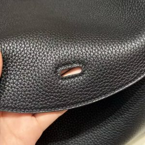 Hermes Lindy 30 CM Bag Handmade In Taurillon Clemence Leather Sliver Hardware 89 Noir - Image 7