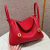 Hermes Lindy 30 CM Bag Handmade In Taurillon Clemence Leather Gold Hardware Q5 Rouge Casaque